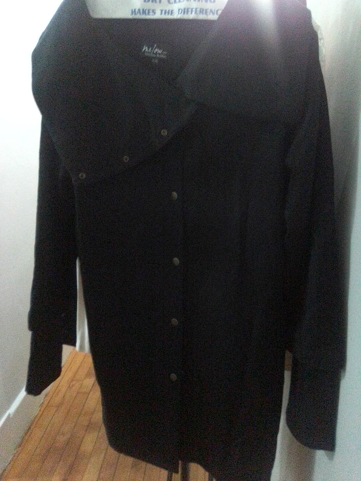NWOT Melissa Bulduc MeLow Black Asymmetrical Collar And Front Button Down Trench