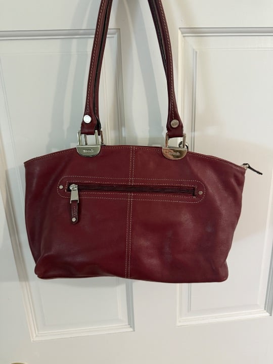 Tignanello burgundy wine colored satchel tote bag