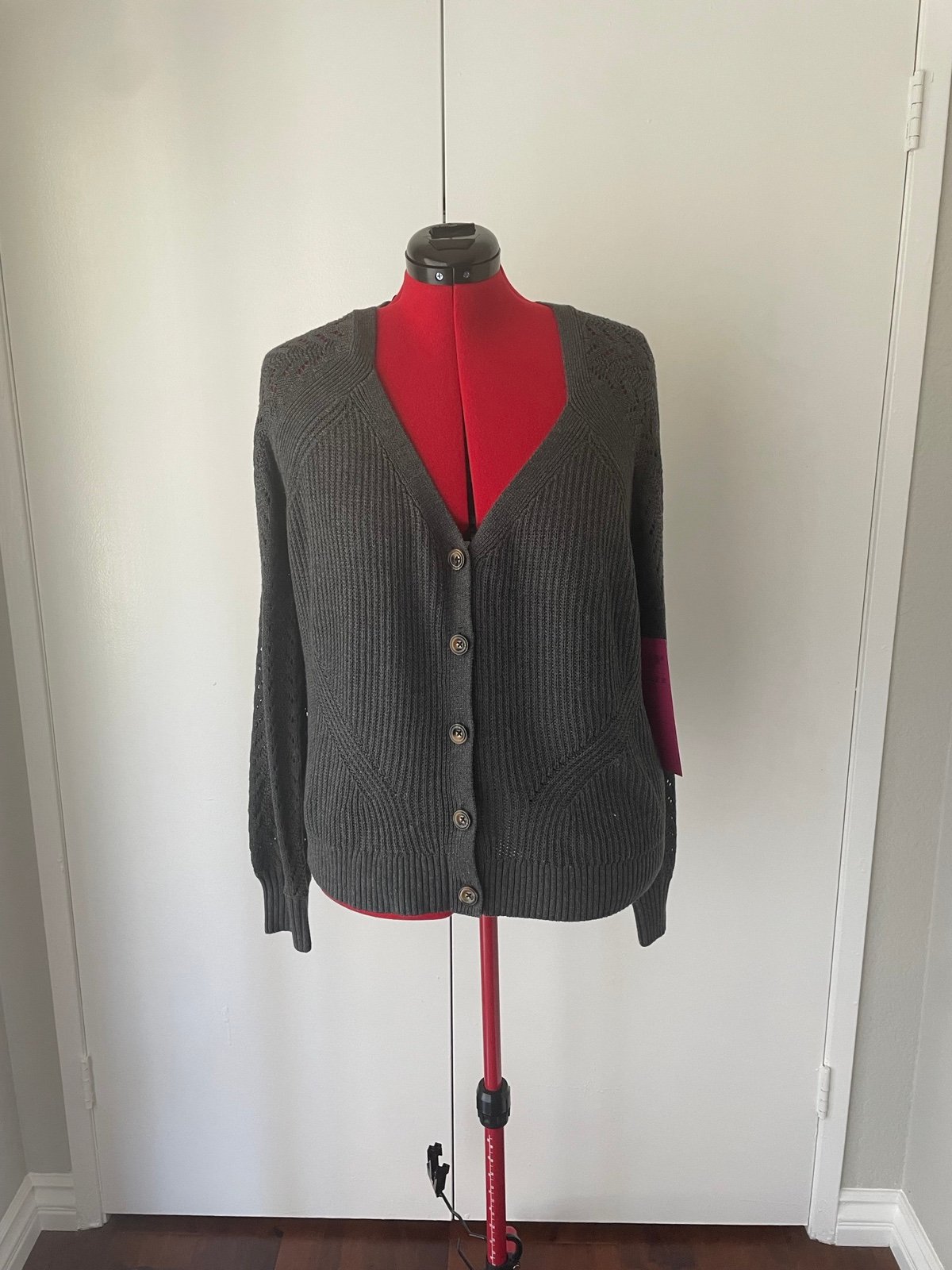 Gray Torrid pointelle sleeve cardigan