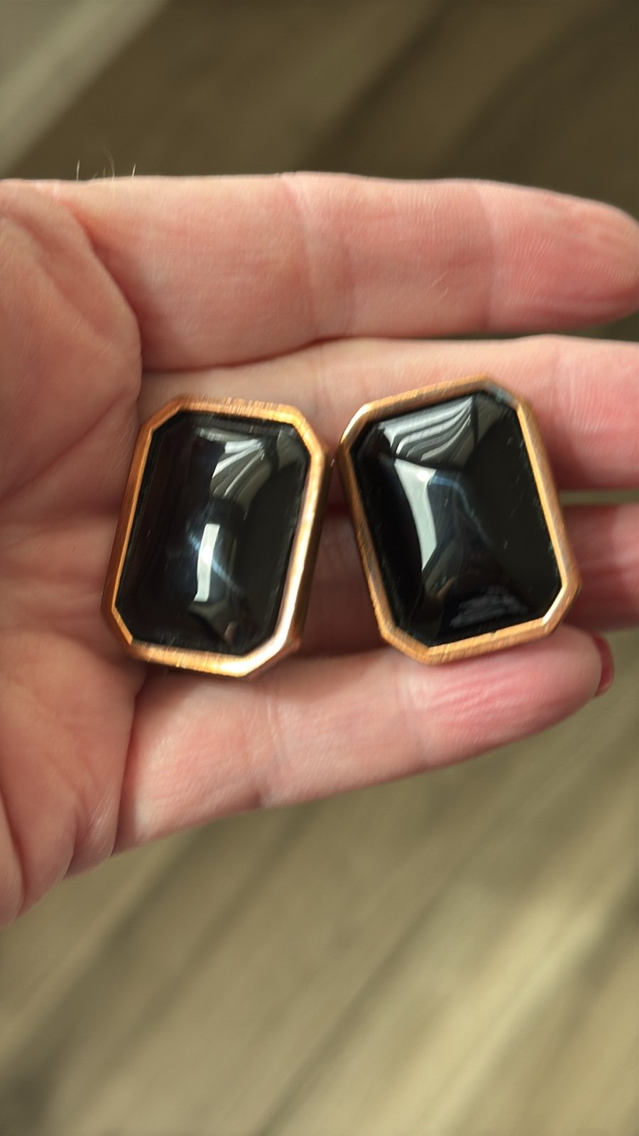 Vintage YSL black cabochon earrings