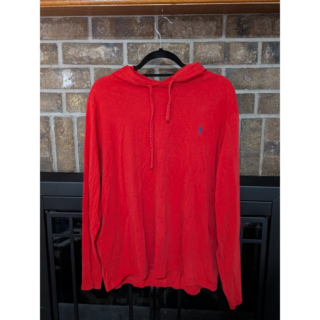 Polo Ralph Lauren Men's Red T-shirt Hoodie Light Material Size xl