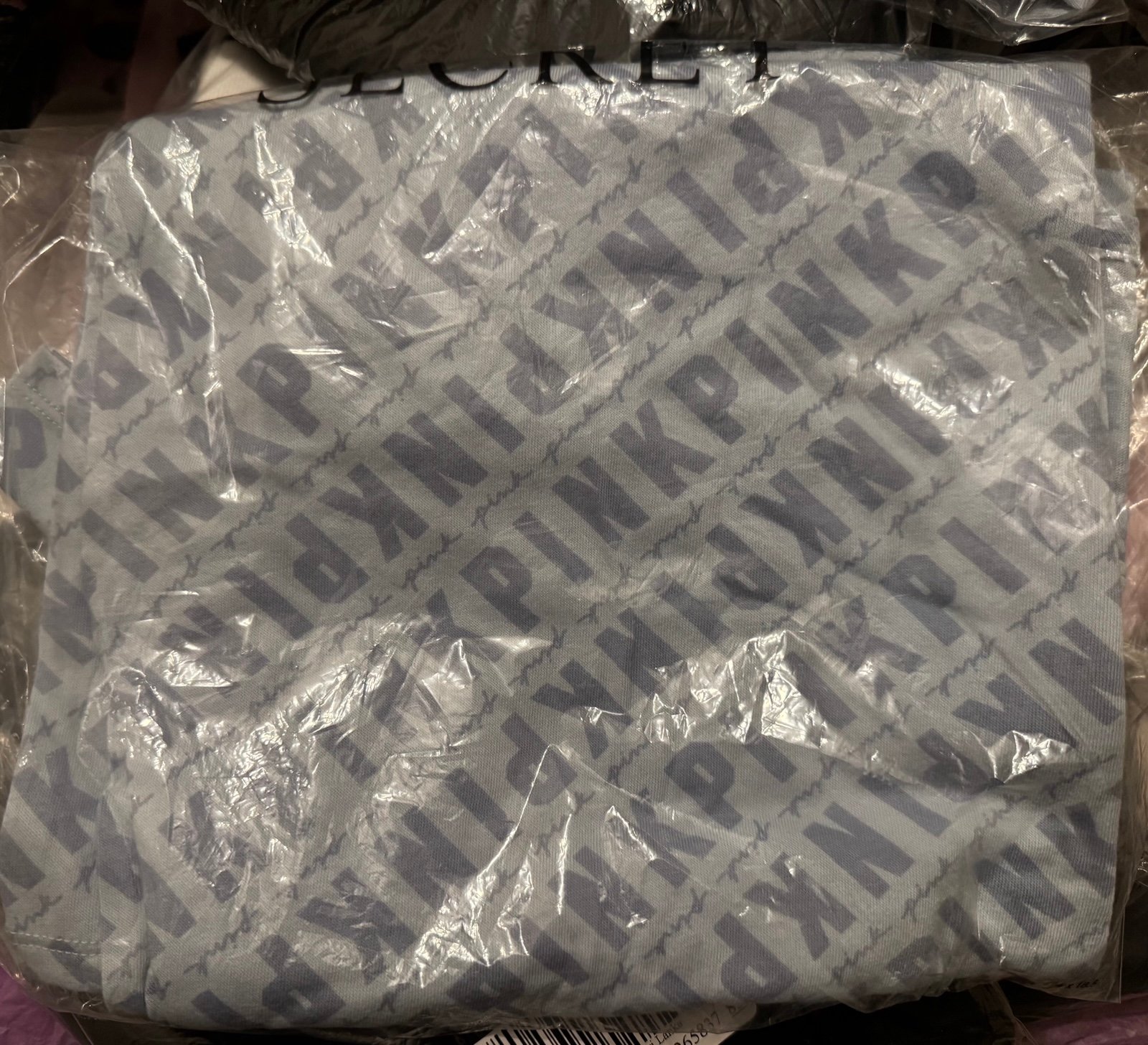 Victoria's Secret Pink Knit Short Sleeve Perfect Tee Color Blue Logo NWT