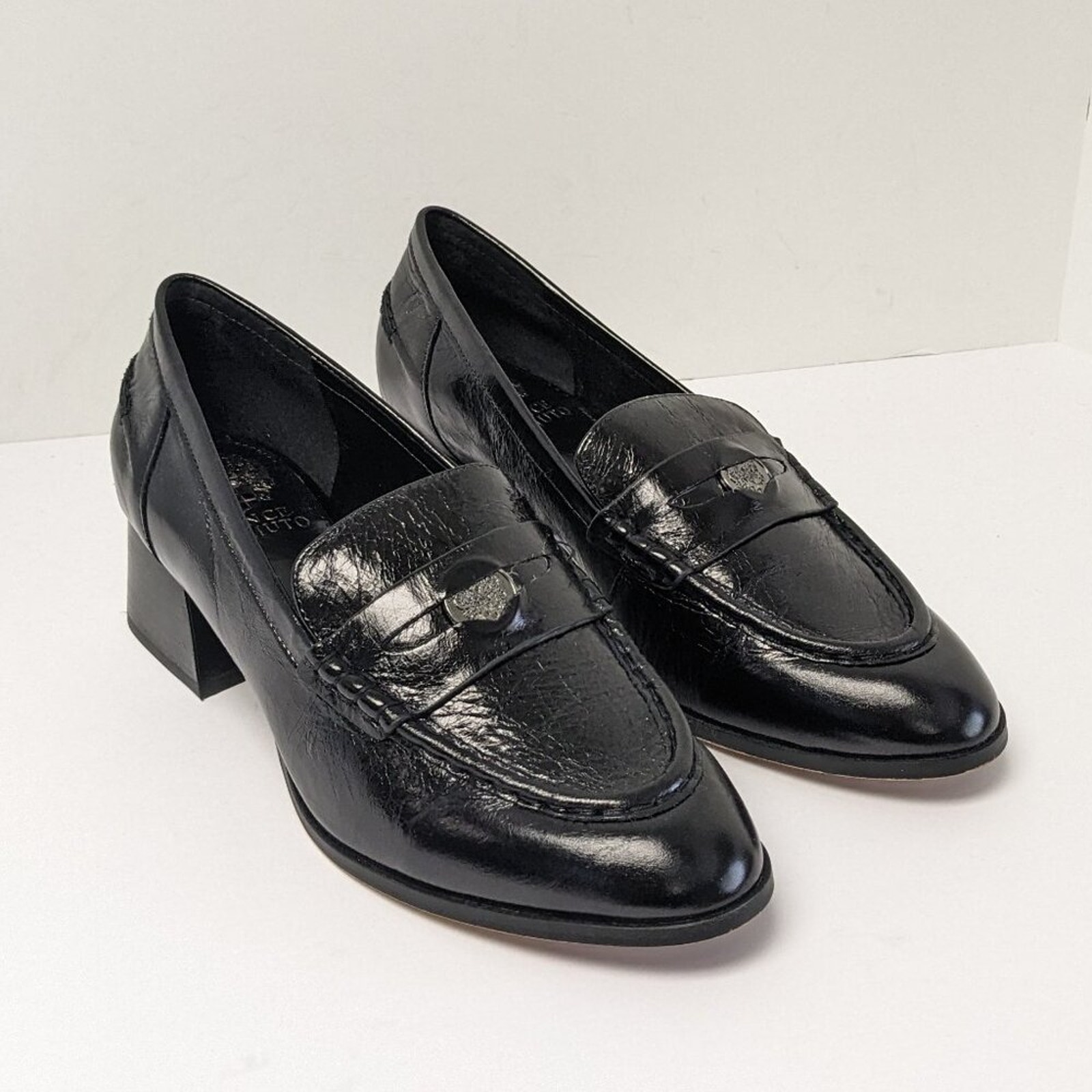 Vince Camuto Carissla Loafer Pumps, Black Leather, Women's 8.5