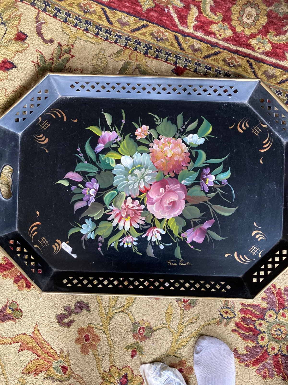 Vintage large Napaco hand painted tray w/ handles