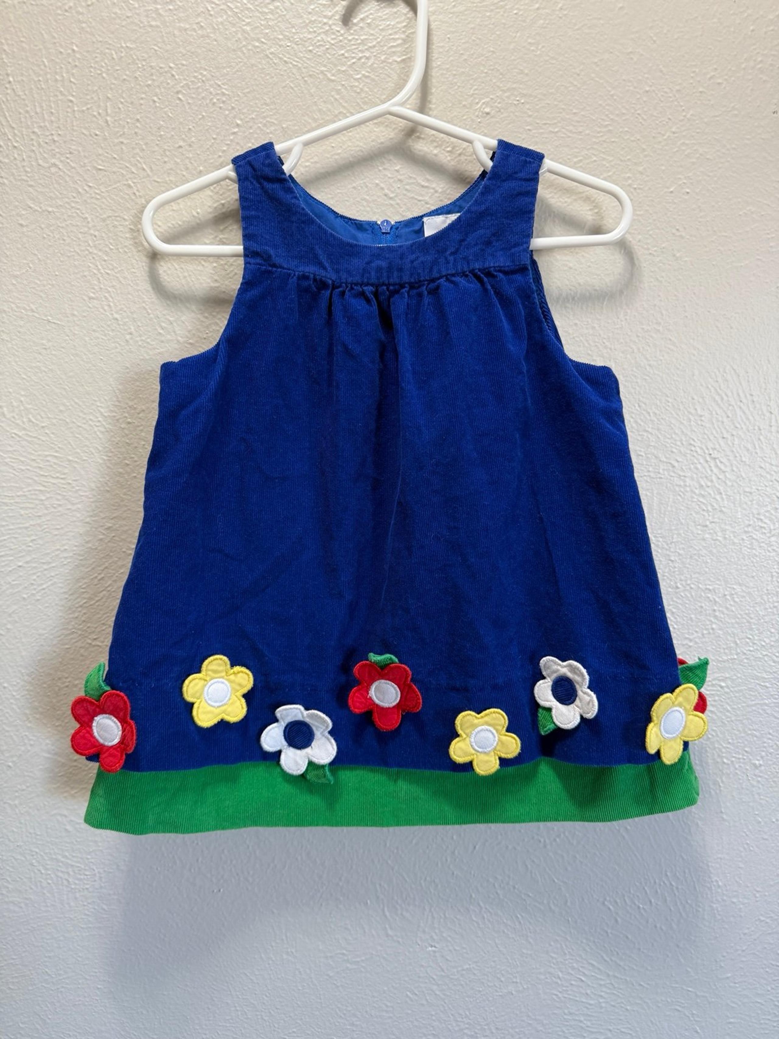 FLORENCE EISEMAN ROYAL BLUE CORDUROY APPLIQUED DRESS 24m