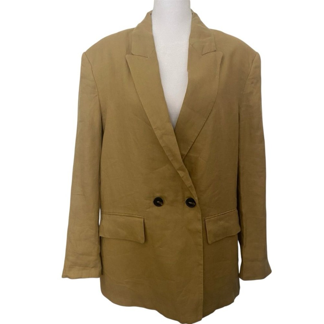 Zara 100% Linen Double-breasted Oversized Women’s Blazer Size S