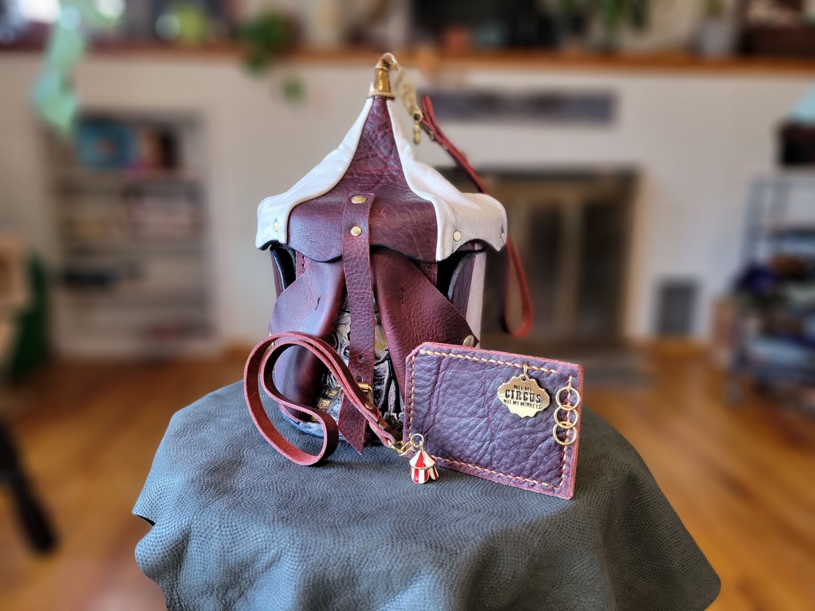 Leather Circus Tent Bucket Bag Set