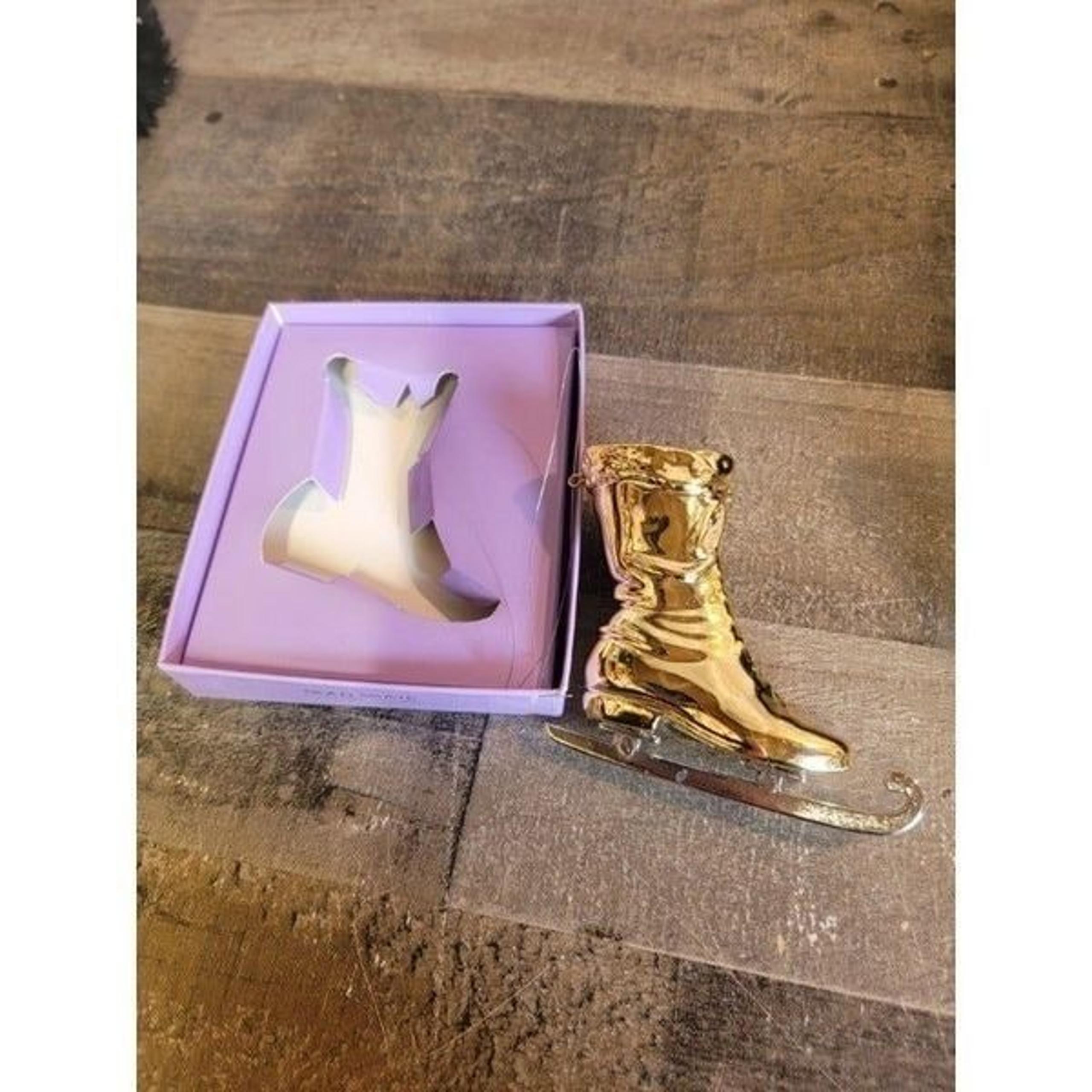 Department 56 gold skate porcelain ornament xmas decor