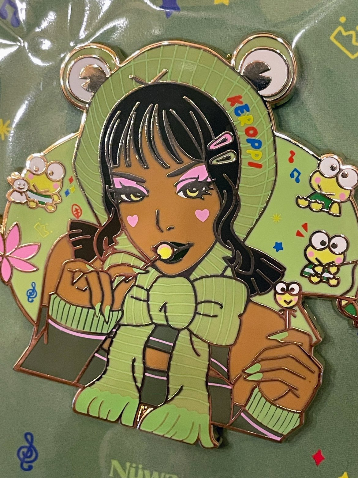Keroppi Kei Girl Enamel Pin