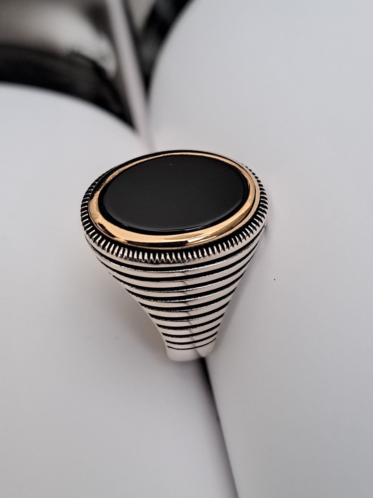 Men's Black Onyx Signet .925 Steling Silver Ring