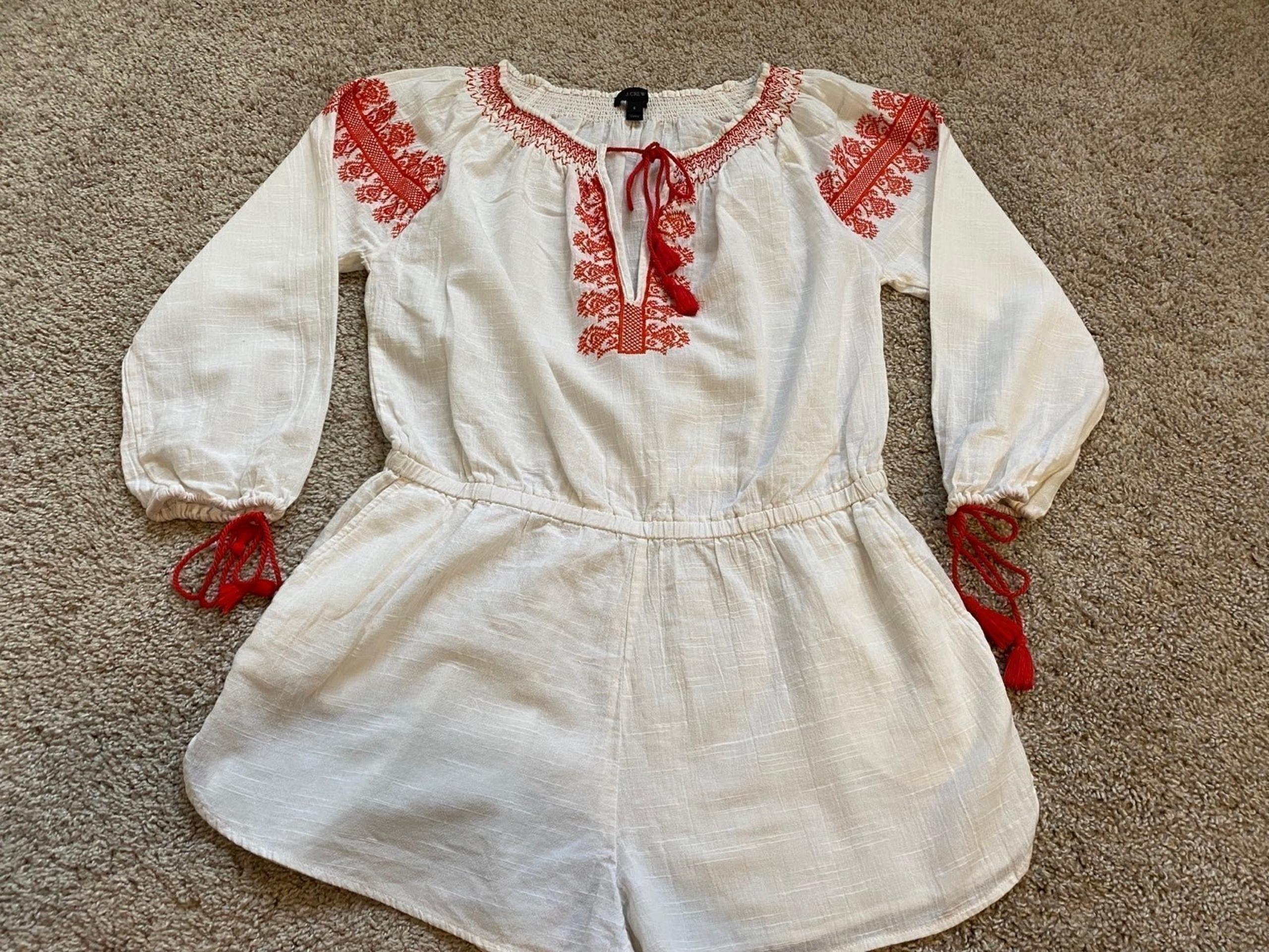 J Crew Shorts Romper Embroidered Cotton Jumpsuit Women Small Boho SKUshorts