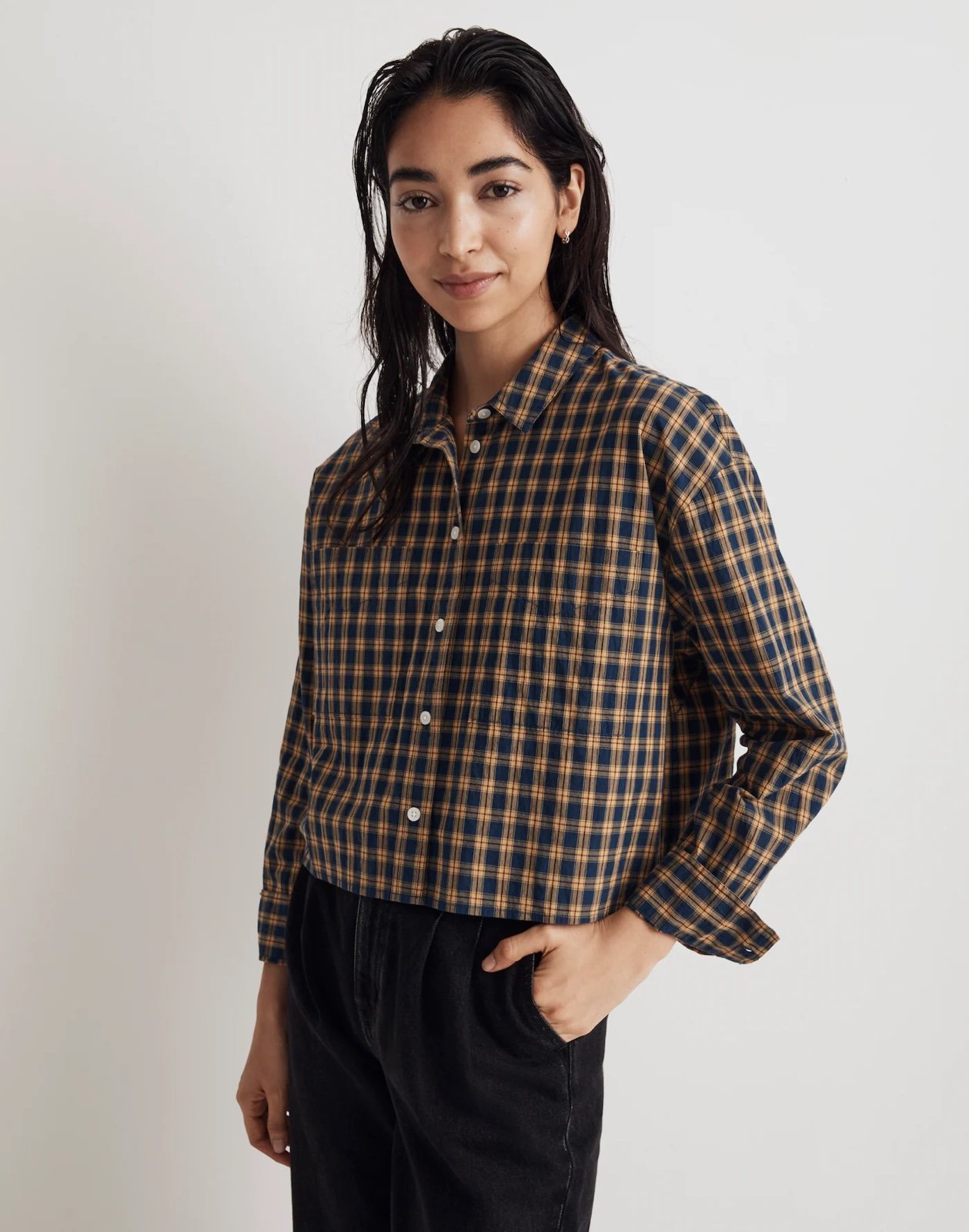 Madewell plaid cropped shirt