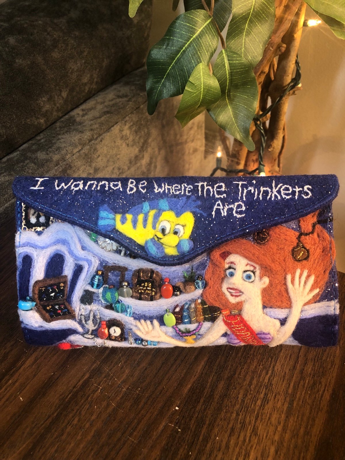 Needle Felted Little Mermaid/ Ursula inspired Wallet