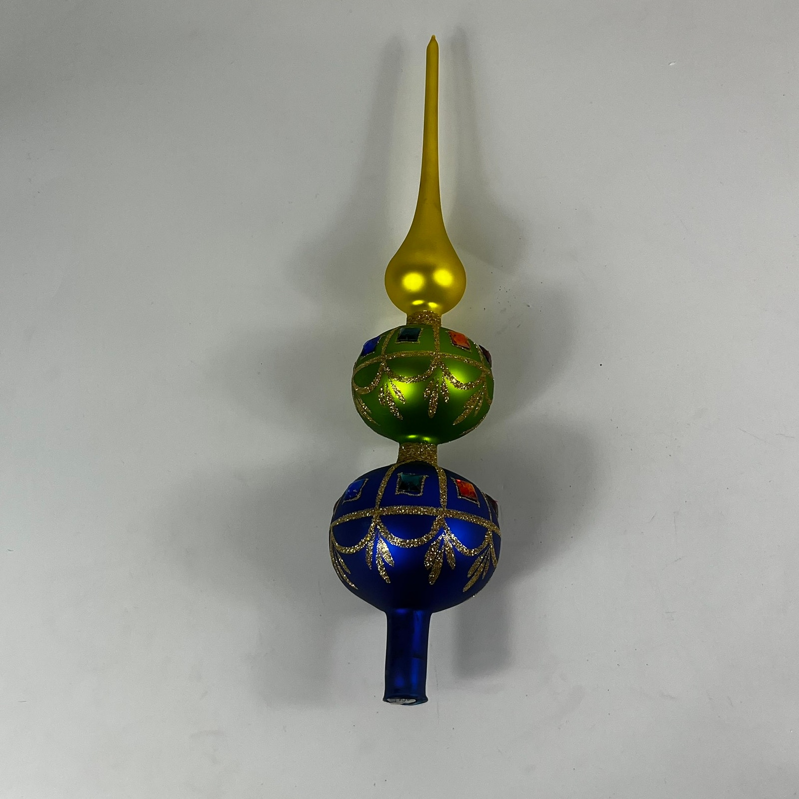 Department 56 Finial Christmas Tree Topper Large 14.5 Rare Vintage Poland Green