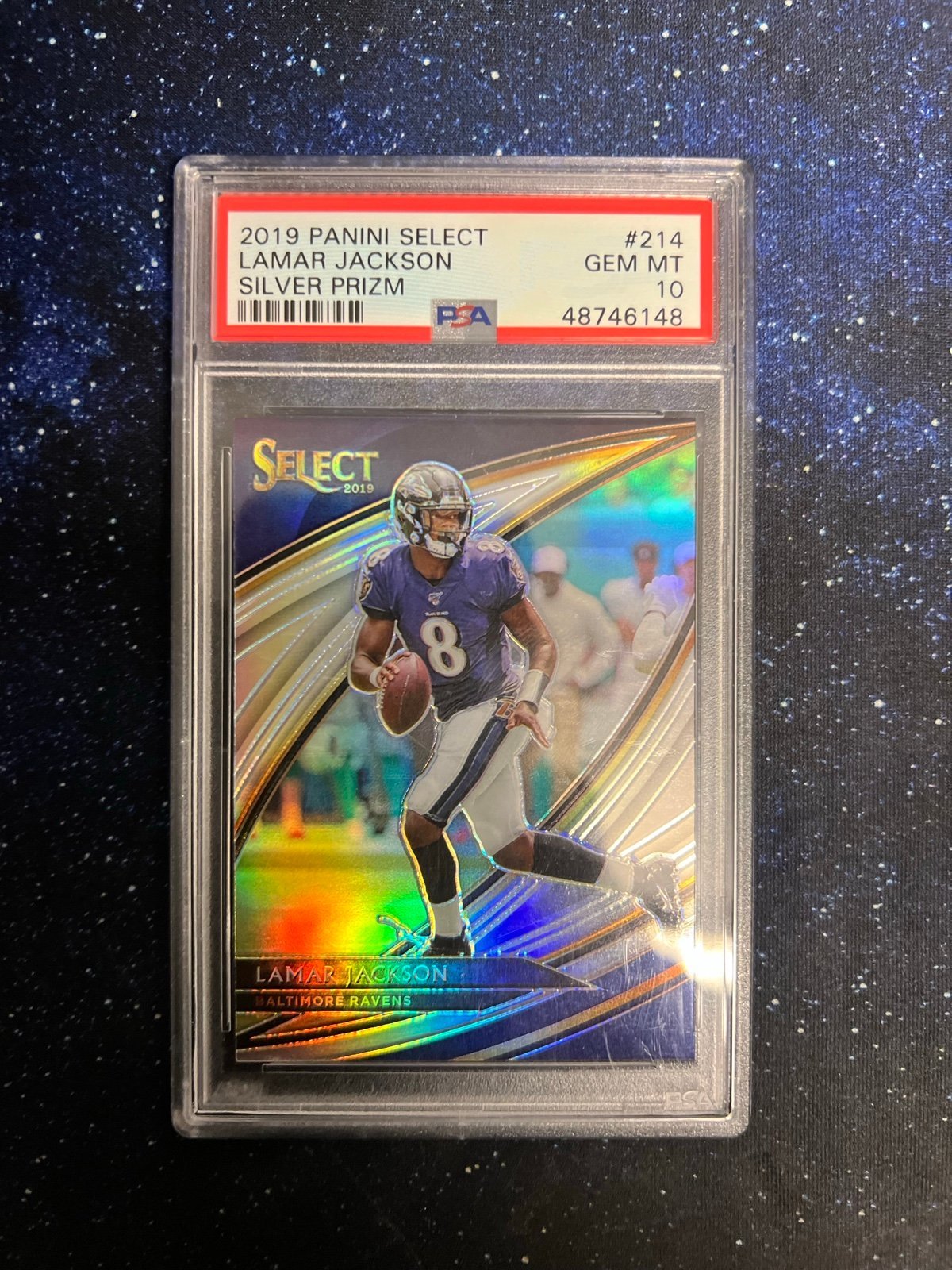 2019 select Lamar Jackson, silver PSA 10