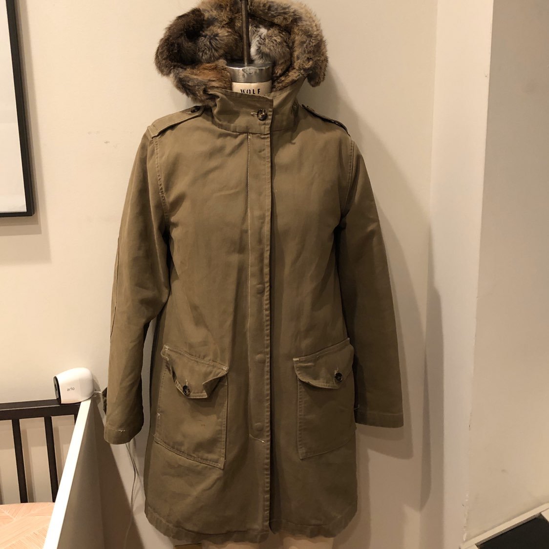 theory Ashla Fur lined Hooded Khaki Twil
