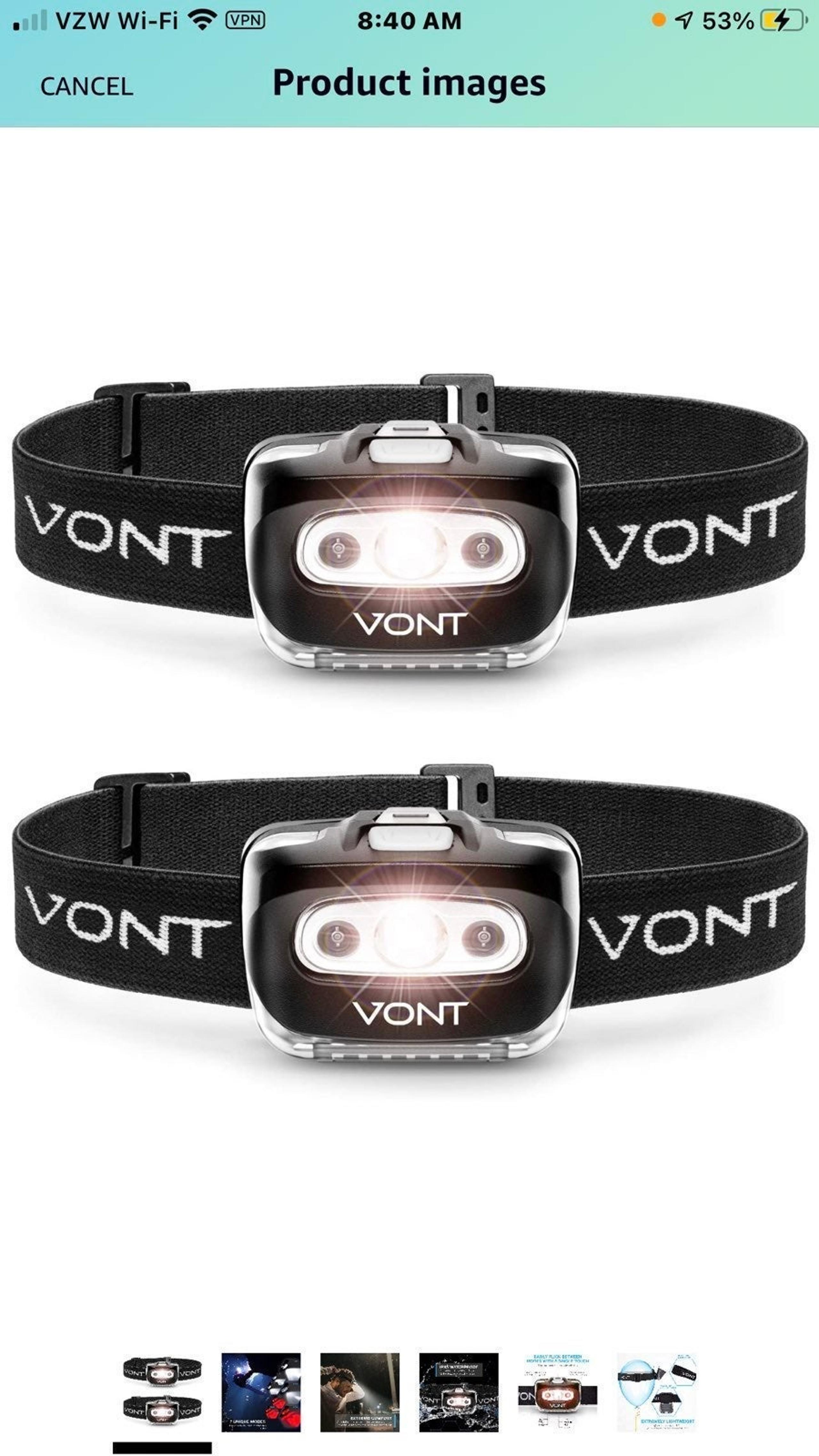 Vont 'Spark' LED Headlamp Flashlight (2