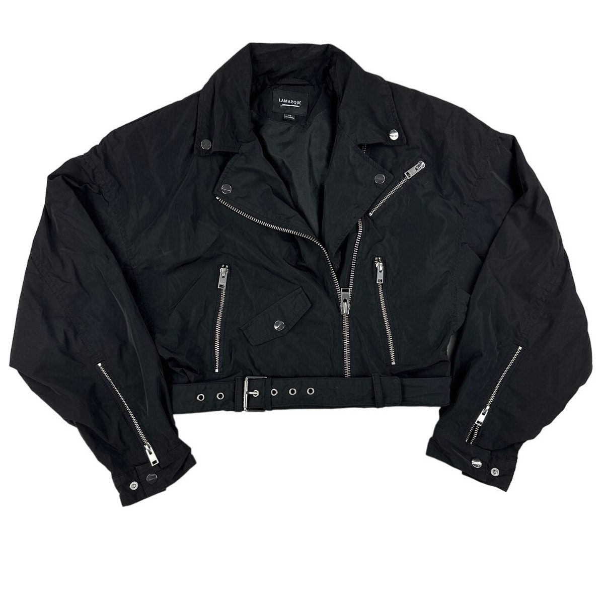 Lamarque - Dylan Nylon Bomber Jacket in Black and Silver