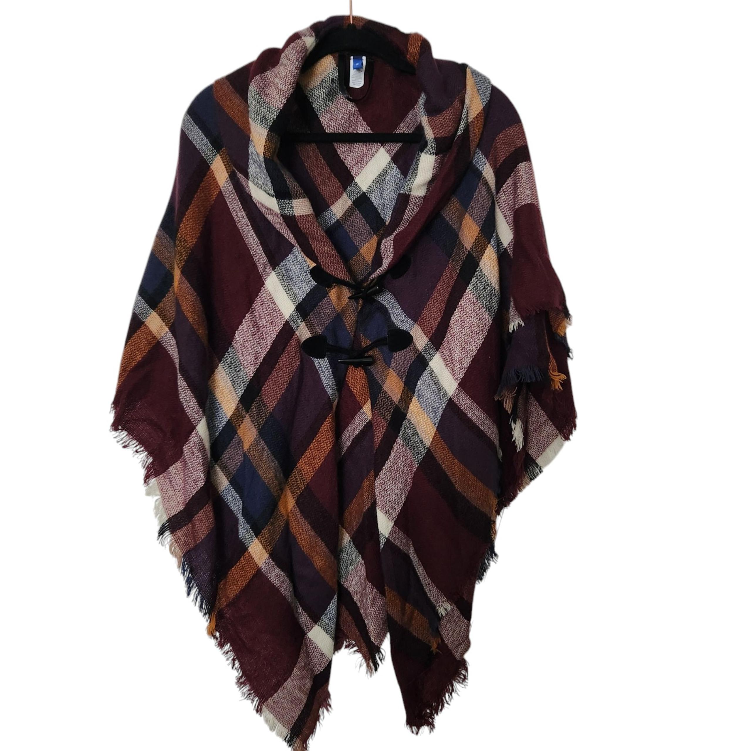 Apt. 9 Womens Plaid Poncho with Toggle Closure Size OS