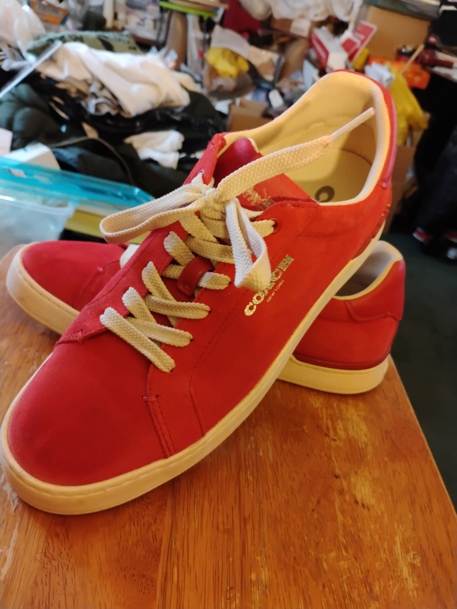 Mens red COACH low top sneakers