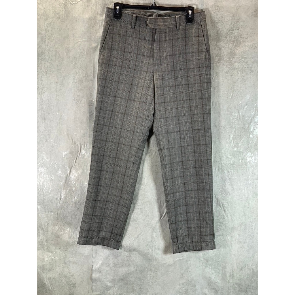 BAR III Men's Grey Plaid Slim-Fit Flat Front Suit Pants SZ 30X32