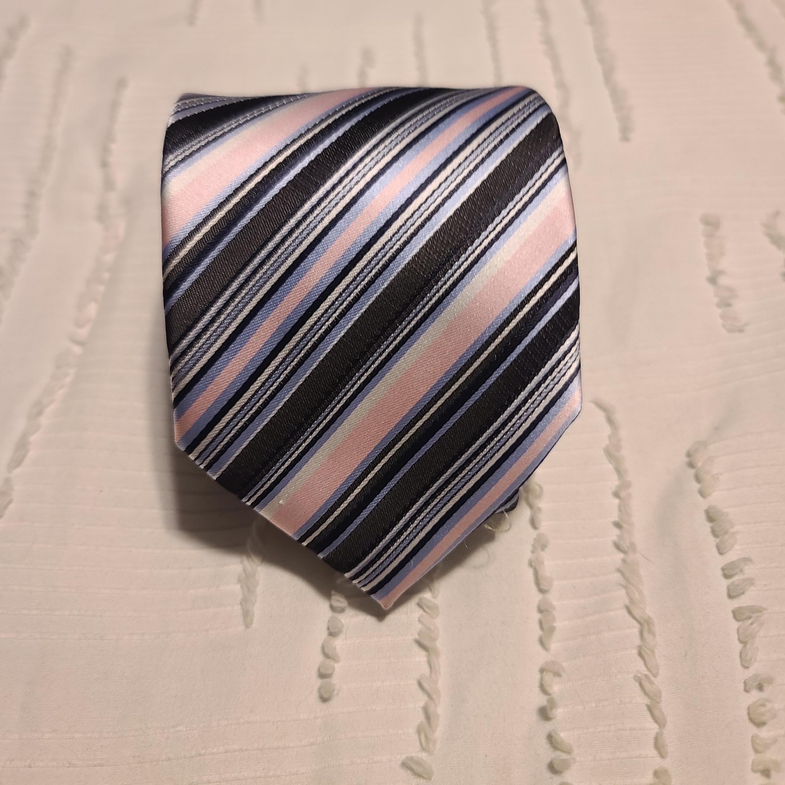 Alexander Julian Pink And Black Diagonal Stripe Neck Tie