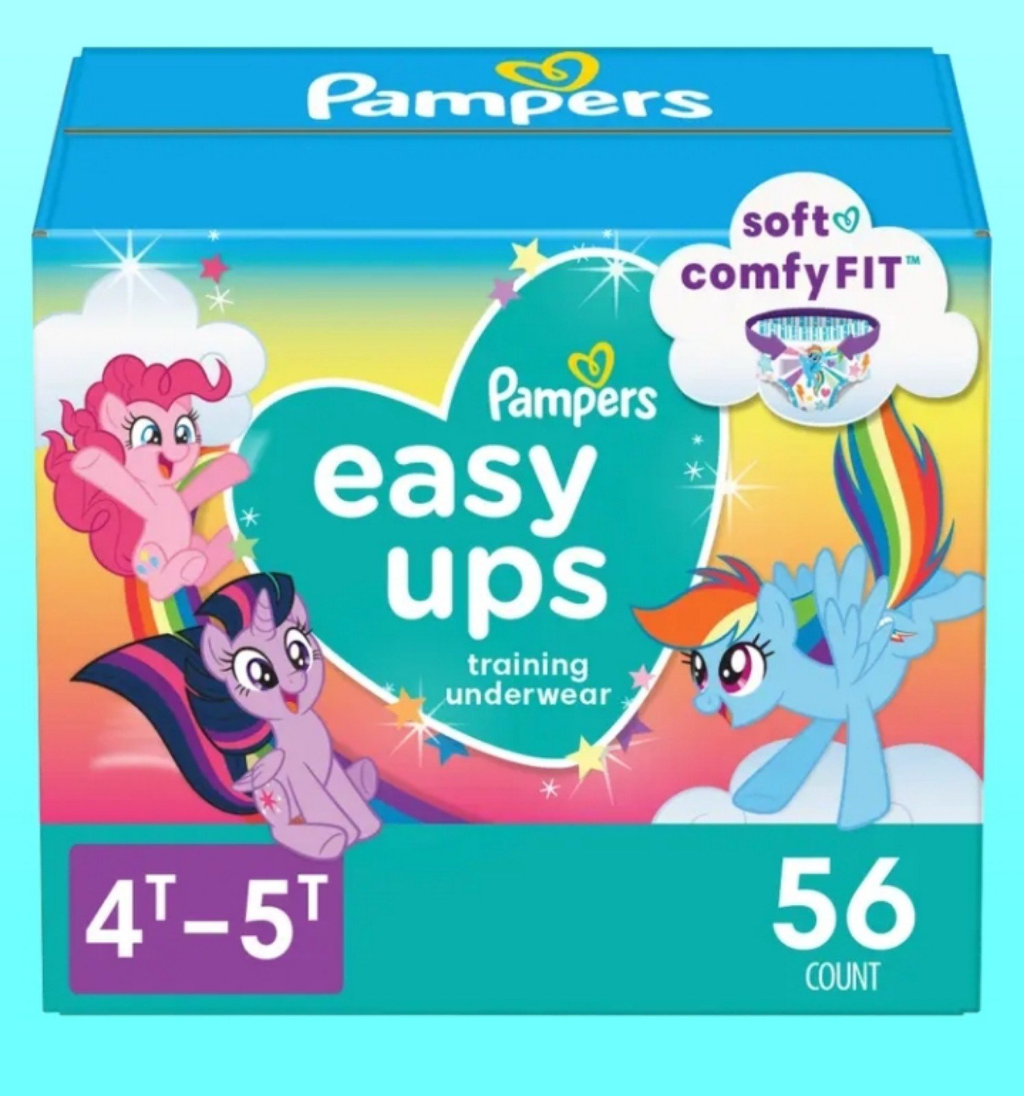 QTY 2 Pampers EasyUp 4T/5T Super Boy 56ct