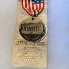 Rare 1915 Lincoln Memorial Ladies Citizens Committee Ribbon & Badge
