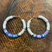 New White/blue/gold hoop earrings.