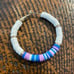 New White/blue/gold hoop earrings.