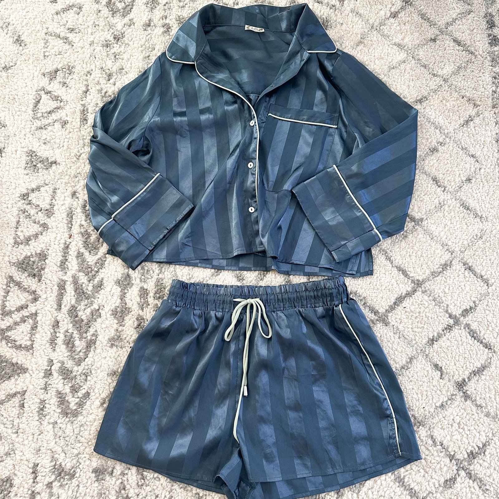 Free People Pillow Talk Satin Stripe Short Pajamas