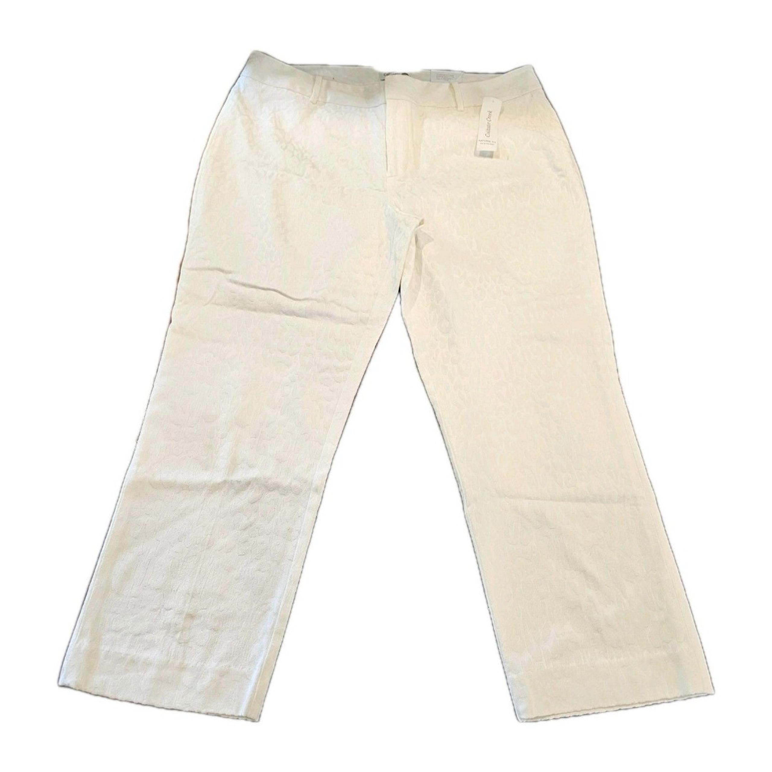 Coldwater Creek White Pants Size 16 Cropped 25" Inseam Subtle Leopard Cotton