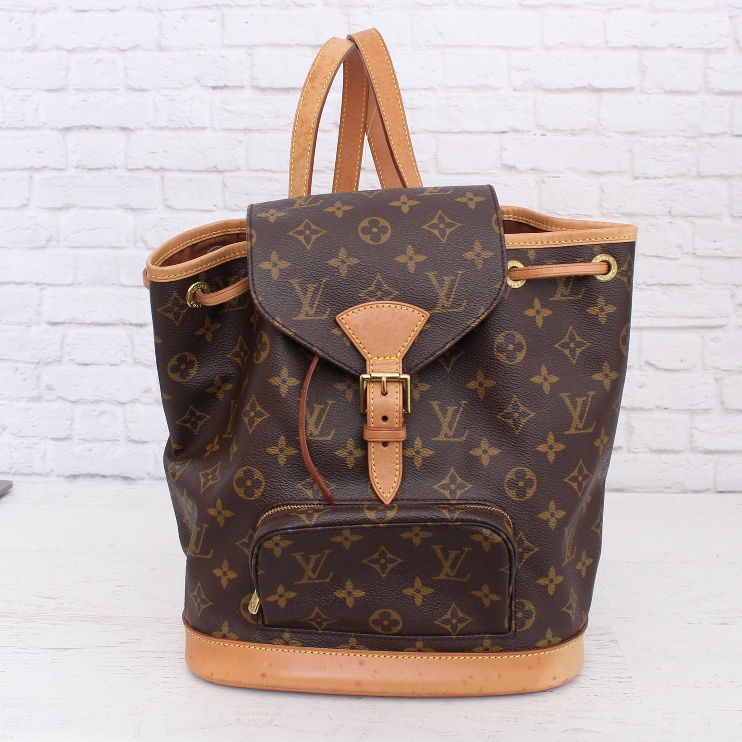 Louis Vuitton Montsouris MM Backpack Monogram Brown Handbag Purse Leather A2203