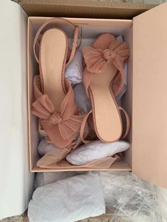 NIB Loeffler Randall Camellia Knotted Sandals in Beauty Color, Size 9