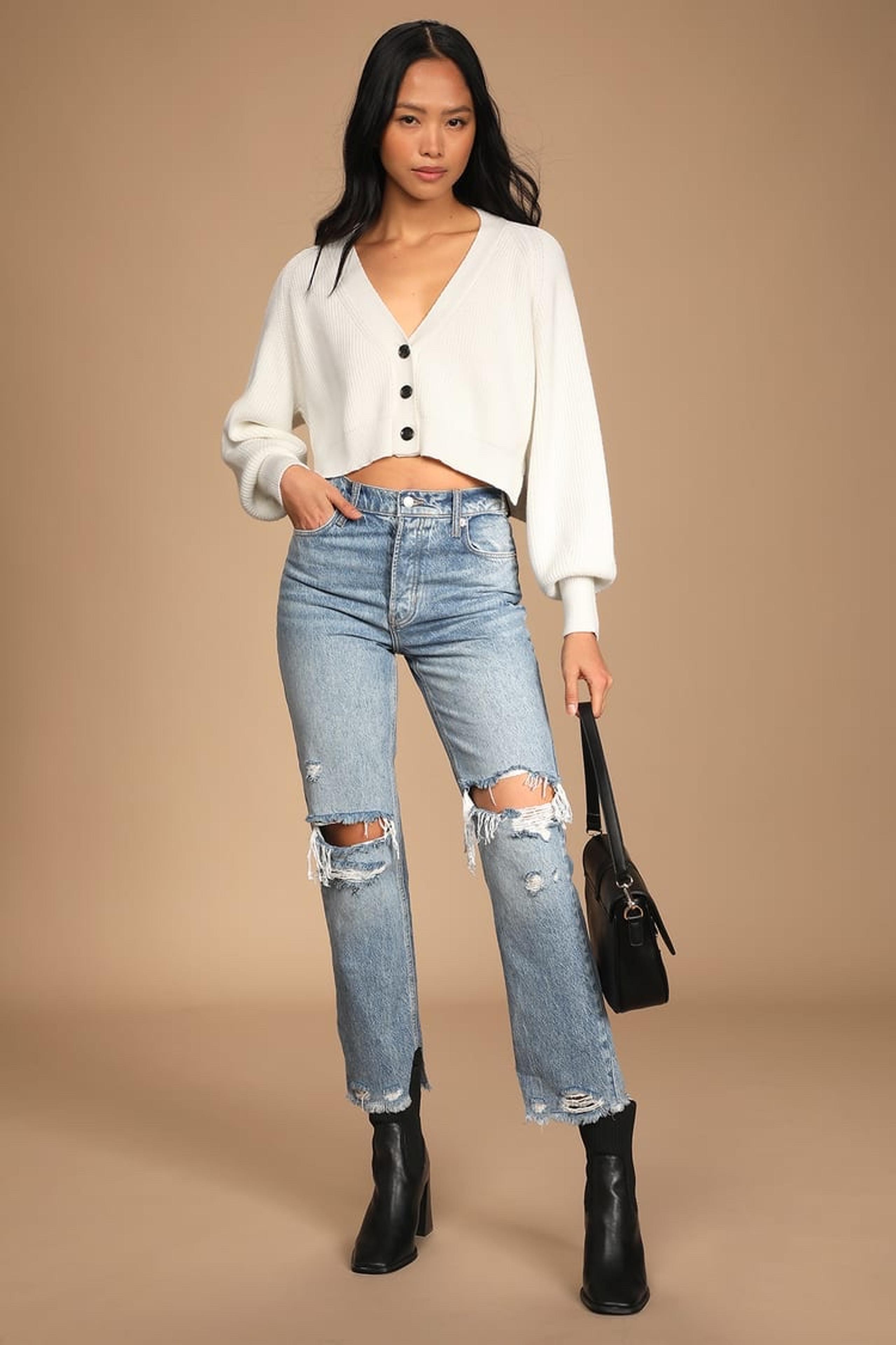 Free People We The Free Tapered Baggy Distressed High Rise Boyfriend Jeans