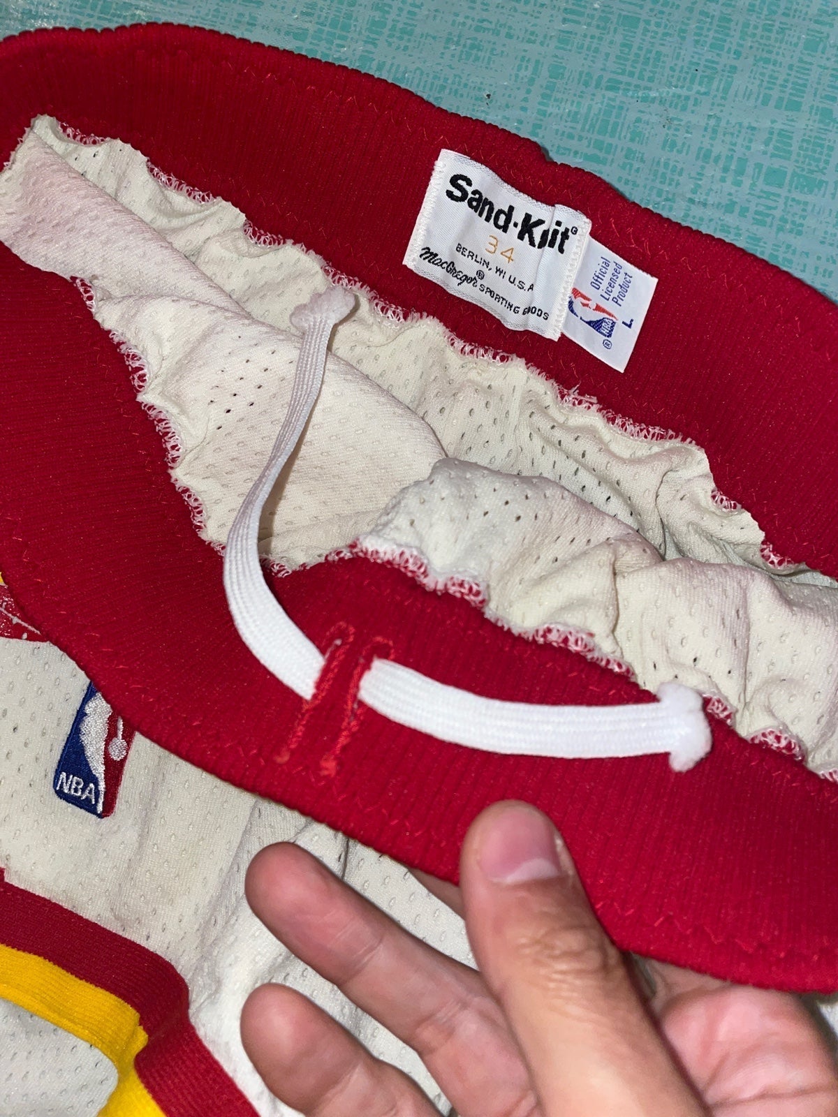 New Adult 34 shops Authentic Vintage Sand Knit NBA Basketball Shorts Houston rockets