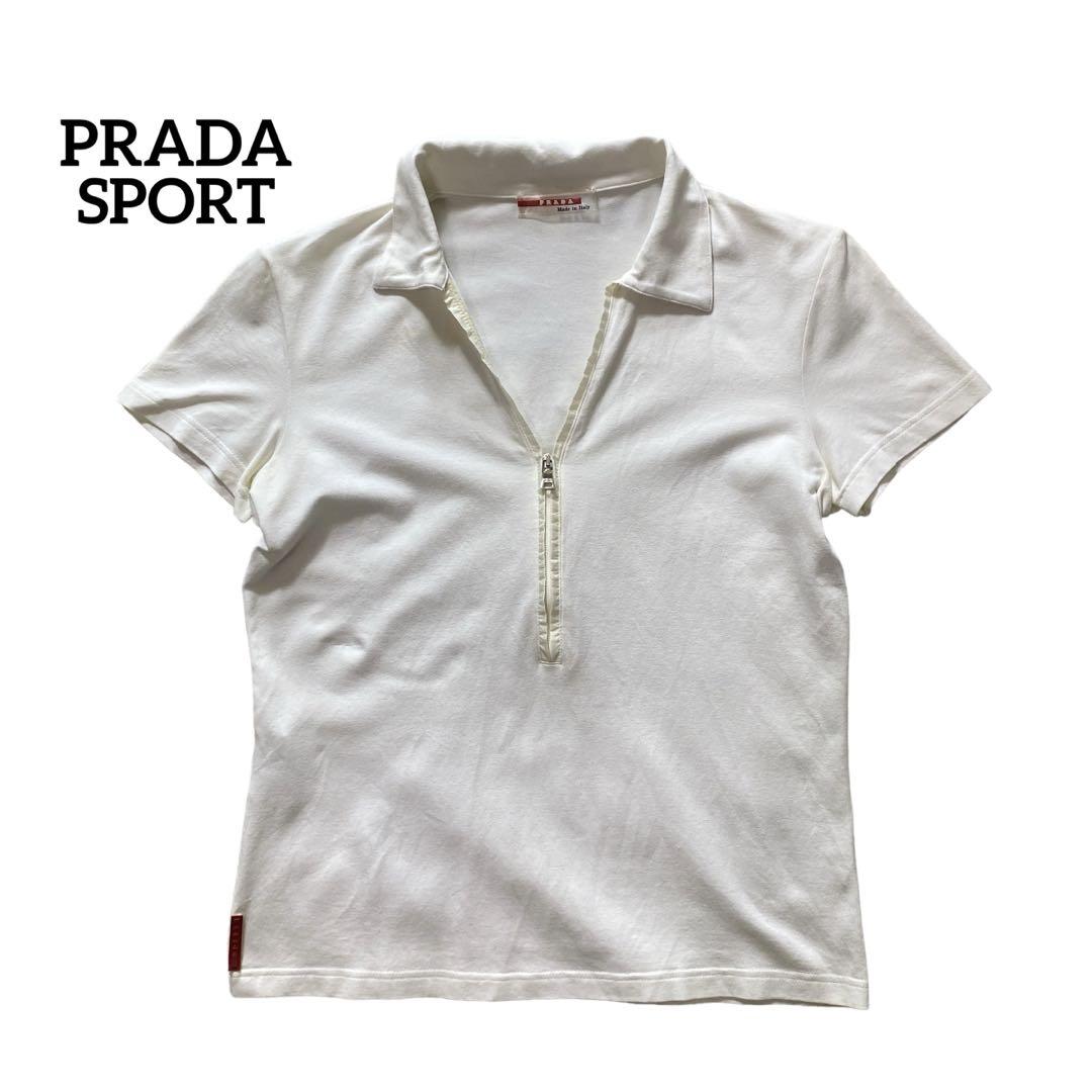 y2k 00s Prada Sport rubber logo half-zip polo shirt