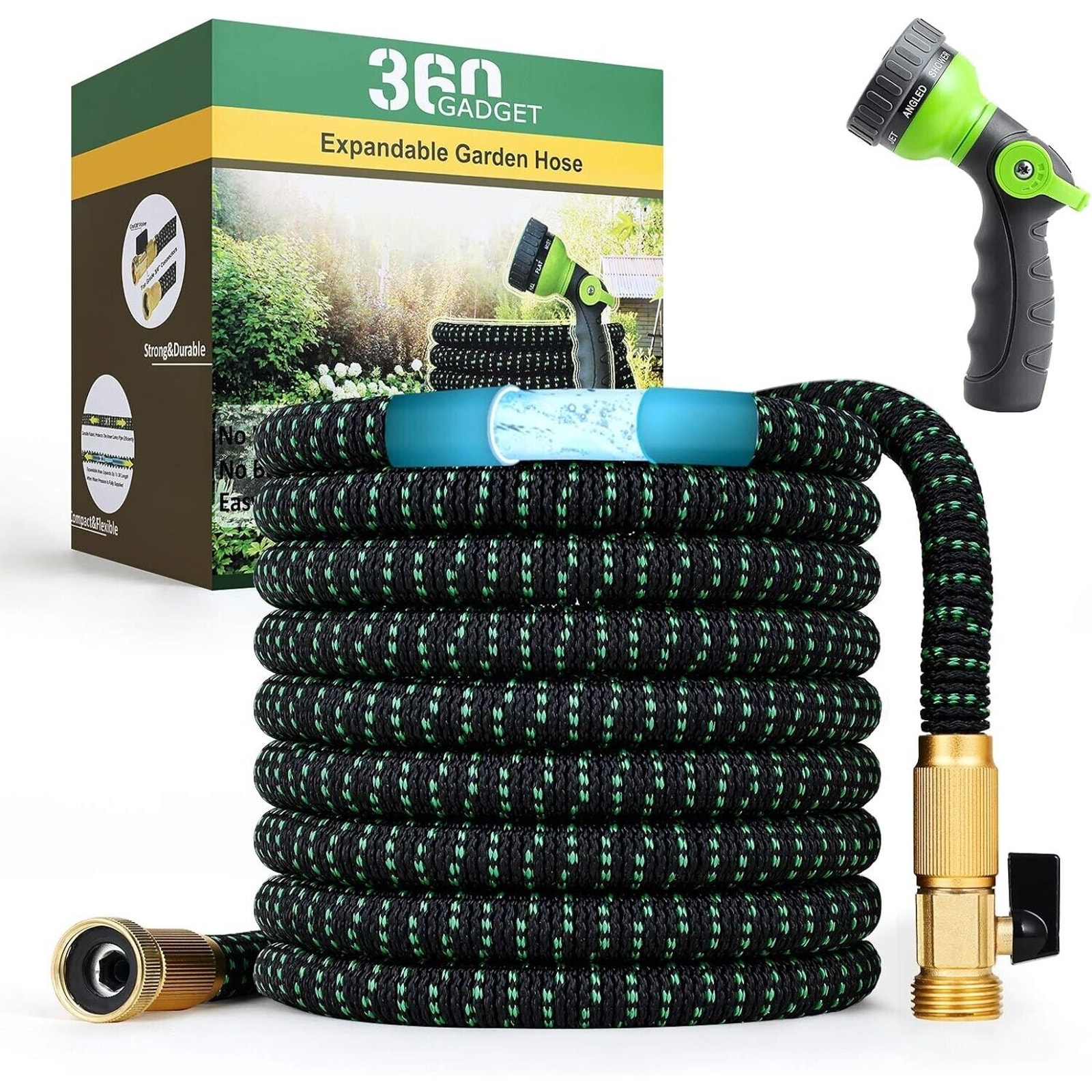 360 Gadget Expandable & Flexible Garden Hose 100 ft with 3/4 Brass Fitted