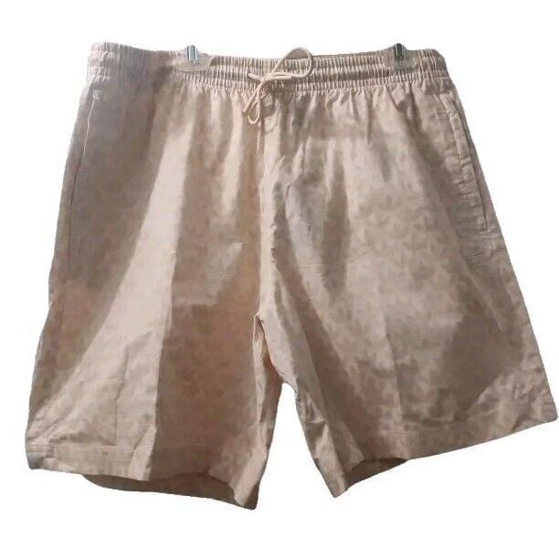 Adidas Men's Size XL Mono AOP Shorts Beige Logo Printed