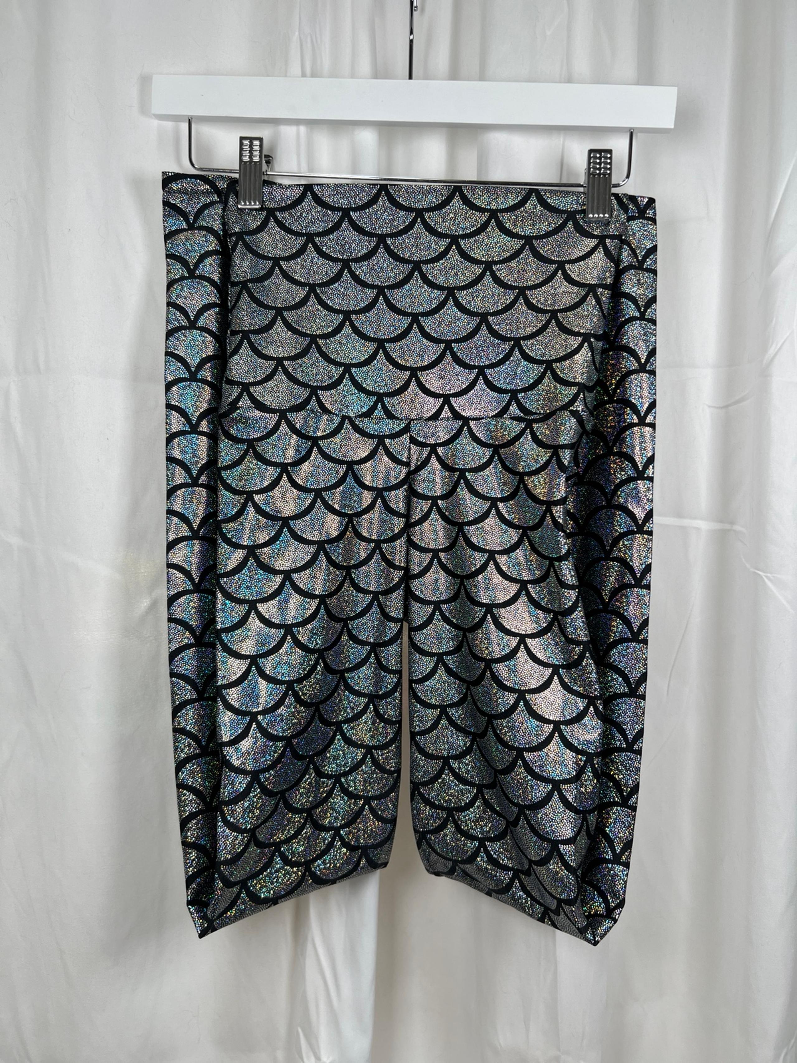 Emily Hsu Mermaid Sparkle Black Shimmer Sneaker High Waisted Leggings Long XS