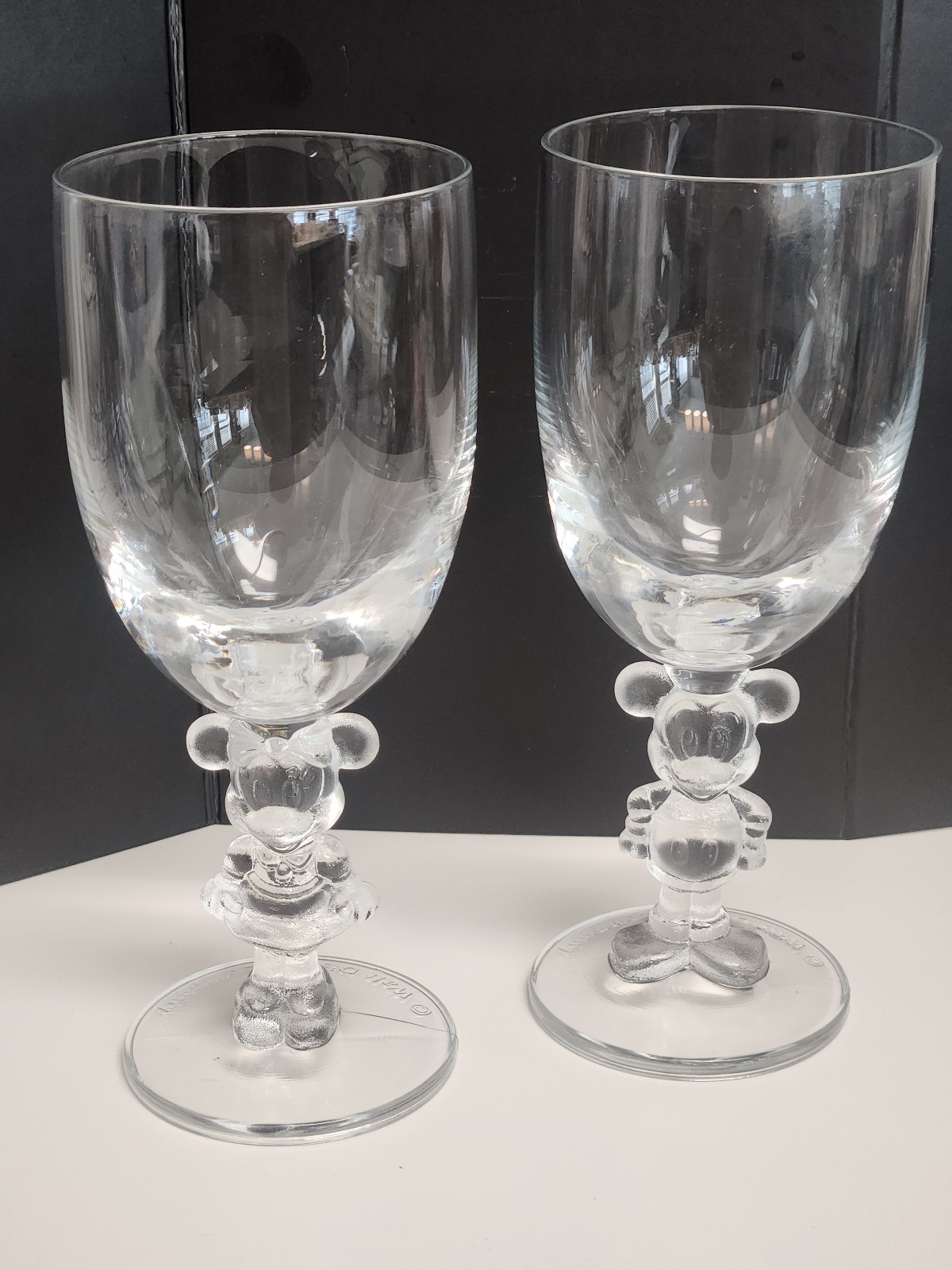 Walt Disney Company Mickey & Minnie Figural Wine Glass Pair