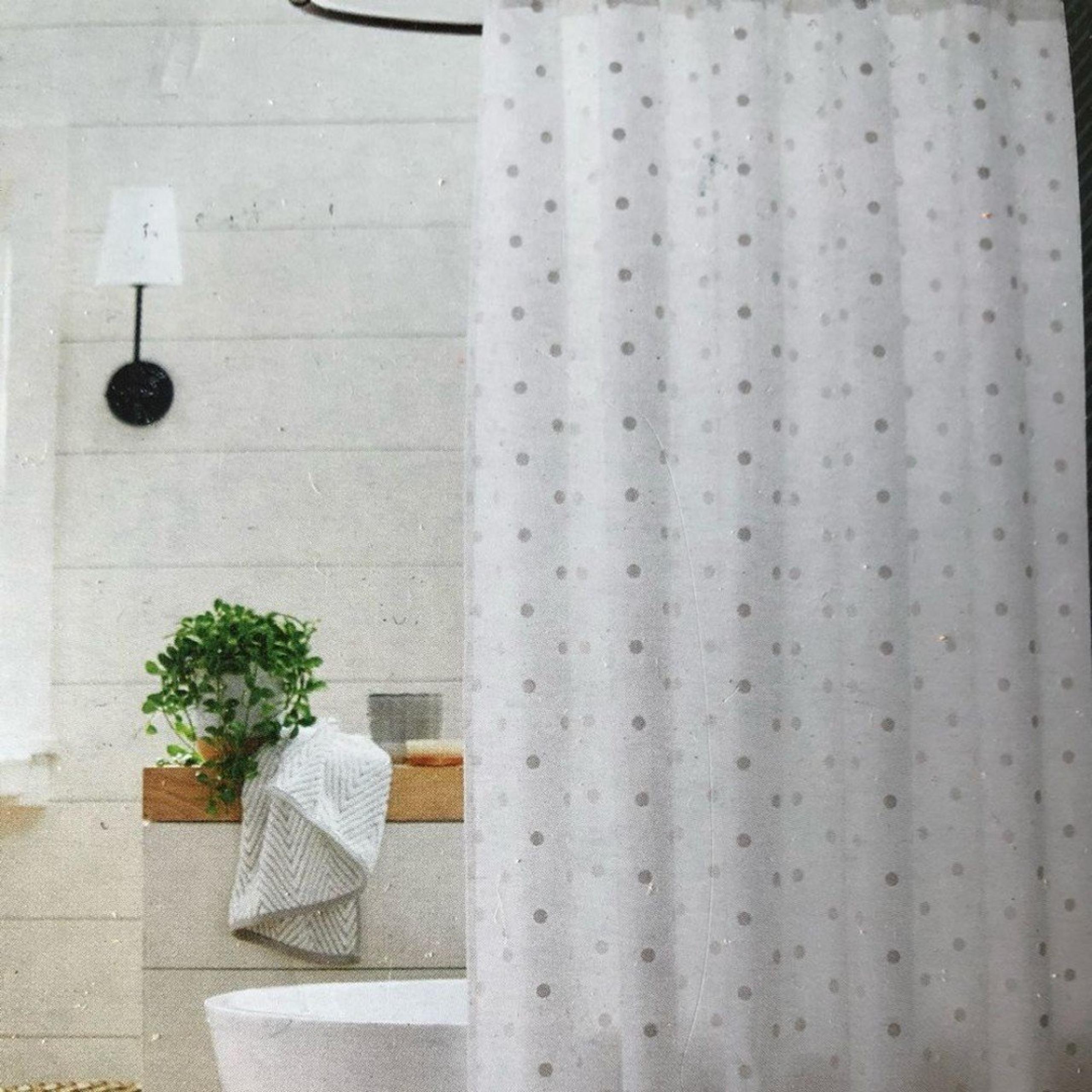 Fabric Threshold White Swiss Dot Shower Curtain