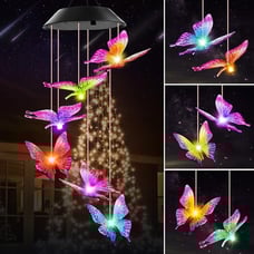 Grandma Gifts Christmas, Winzwon Butterfly Christmas Decor Solar Wind Chimes