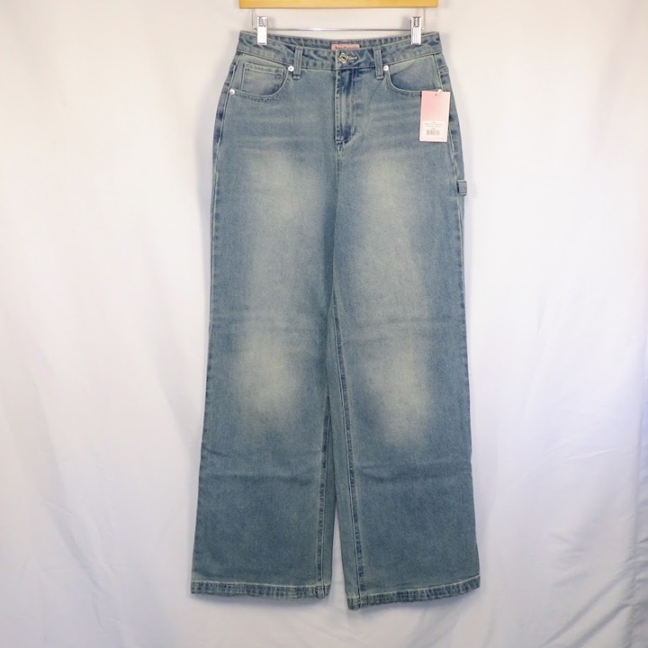 Juicy Couture NWT Medium Wash Abbot with Hammer Loop Wide Leg Jeans Size 7/28