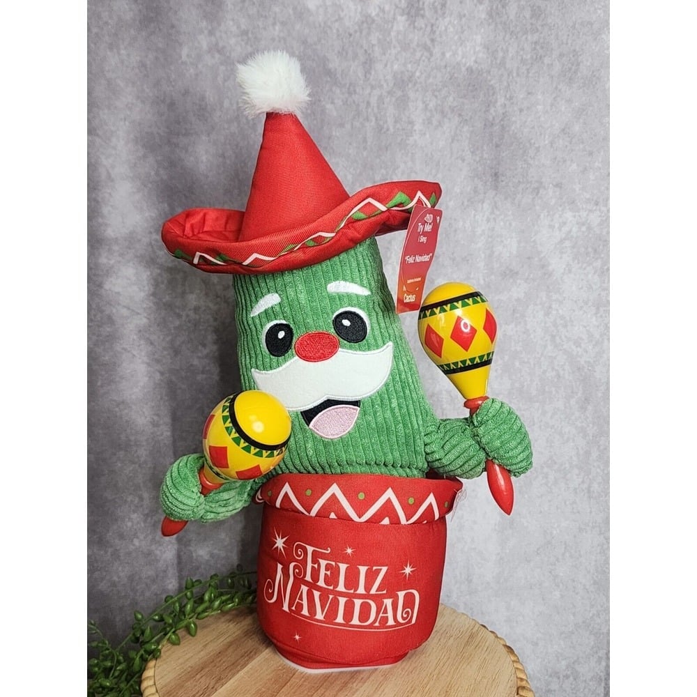 Animated Maracas Christmas Cactus Feliz Navidad Singing Dancing Plush Toy Music