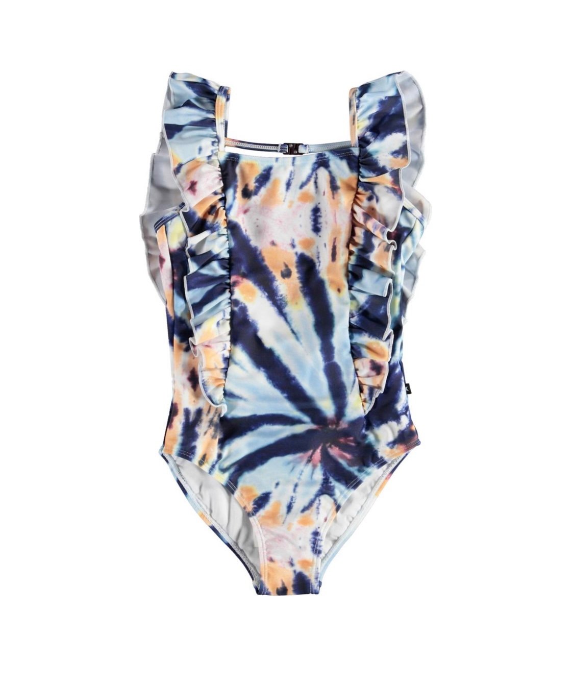 NWT Molo Nathalie Summer Tie Dye Ruffle One Piece Swimsuit in Blue 5