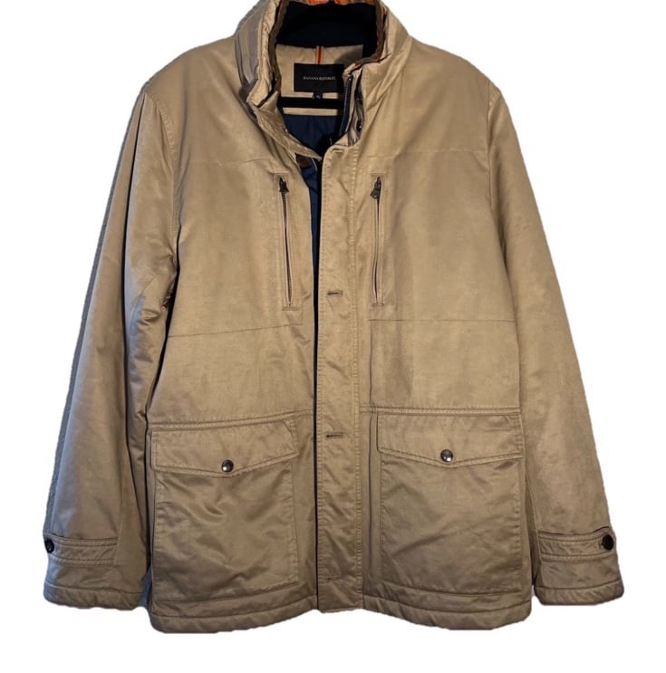 Banana Republic Men's Tan Military Field Barn Coat Jacket Cotton Size XL