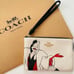 COACH Disney X Corner Zip Wristlet With Cruella Motif Chalk CC334 Leather NEW