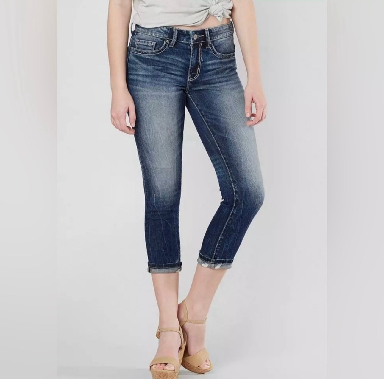 BKE Denim Stella Distressed Crop Skinny Jeans Size 27