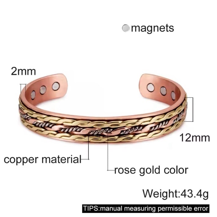 Twisted Pure Copper Magnetic Therapeutic Bracelet